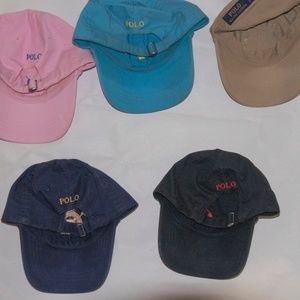 Five assorted Polo dad baseball caps